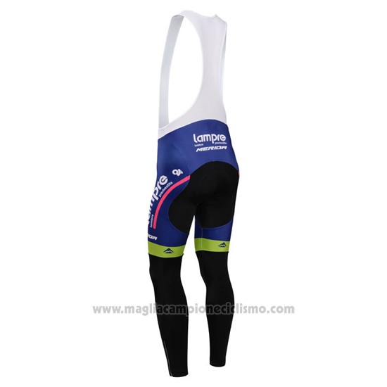 2014 Abbigliamento Ciclismo Lampre Merida Rosa e Blu Manica Lunga e Salopette